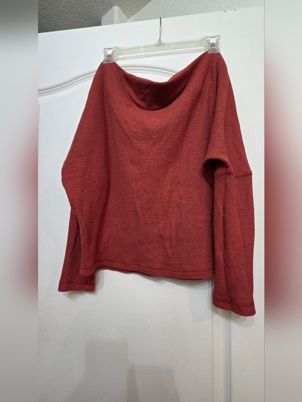 Final Touch Brick Red Waffle Knit Top
